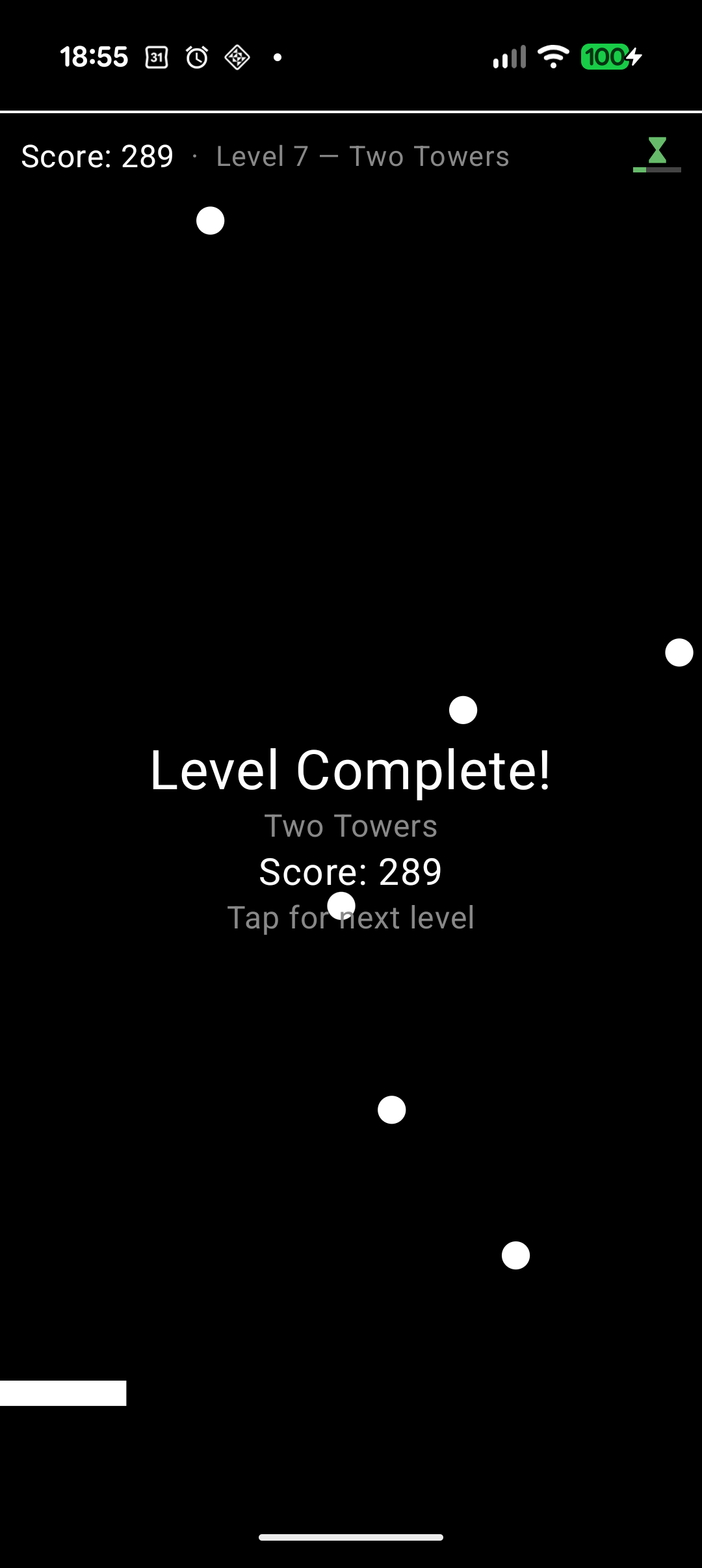 Bricko level complete screen with multi-ball active