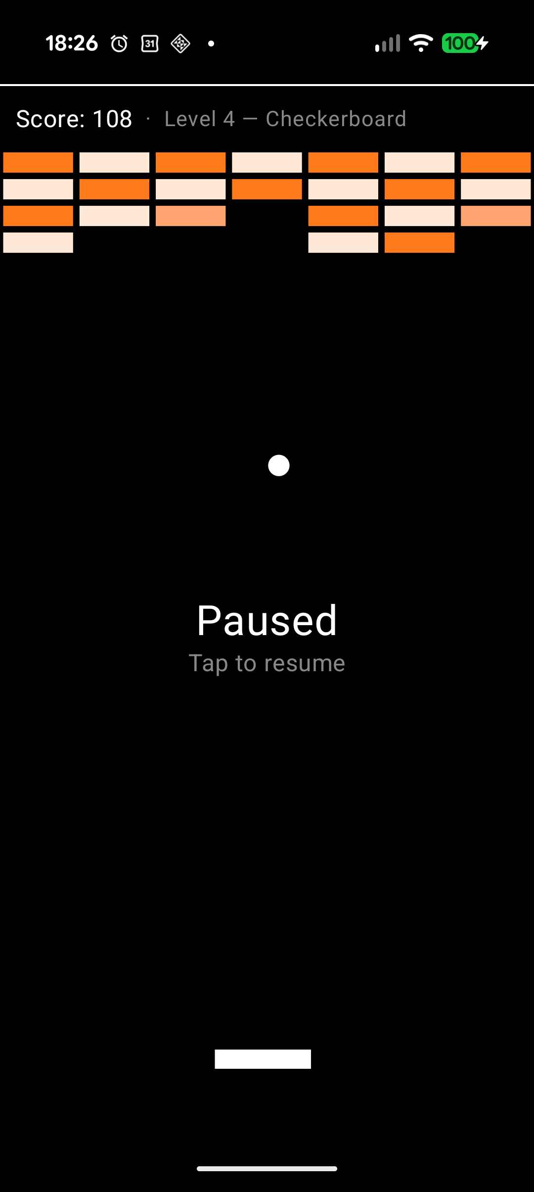 Bricko paused on level 4, Checkerboard